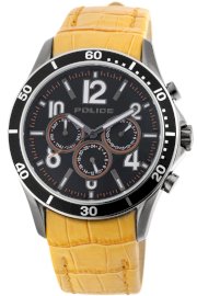 Police Men's PL-12738JSUS/02A Theory Black Dial Orange Leather Band Watch
