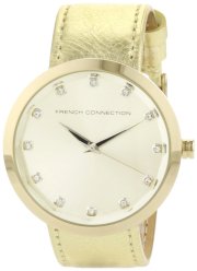  French Connection Women's FC1006GG Leather Strap Gold-tone Stainless Steel Watch
