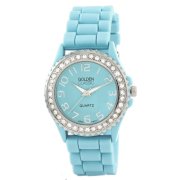 Golden Classic Women's 2219 aqua "Savvy Jelly" Rhinestone Aqua Blue Silicone Watch