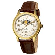 Grovana Men's 1026.1513 Moonphase White Moonphase Dial Yellow Goldtone Watch