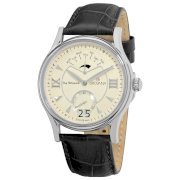 Grovana Men's 1715.1532 Silver Dial Black Leather Strap Watch