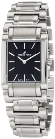 Pierre Petit Women's P-794A Serie Laval Square Case Black Dial Stainless-Steel Bracelet Watch