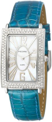 Pedre Women's 7715SX Silver-Tone with Icy Blue Leather Strap Watch