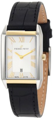 Pierre Petit Women's P-779B Serie Paris Two-Tone Black Genuine Leather Date Watch