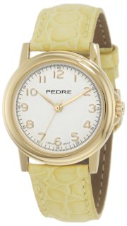 Pedre Women's 0231GX Gold-Tone with Yellow Leather Strap Watch
