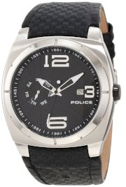 Police Men's PL-12675JS/02 Eclipse Black Carbon-fiber Design Leather Watch