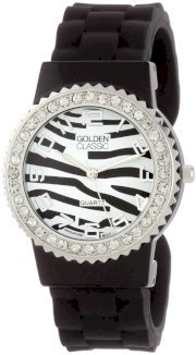 Golden Classic Women's 2301-zebrablack "Bangle Jelly" Rhinestone Silicone Watch