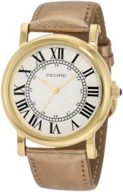 Pedre Women's 0335GX Large Gold-Tone with Bronze Foil Strap Watch