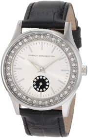  French Connection Women's FC1080SB Classic Silver Black Crystals Watch