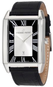 Pierre Petit Men's P-777A Serie Paris Rectangular Leather Date Watch