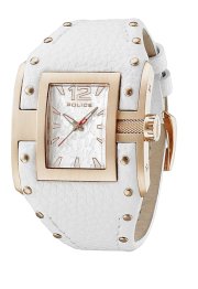 Police Men's PL-13401JSR/04 Avenger Rose Gold IP Stainless-Steel White Leather Watch