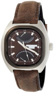 K&Bros Men's 9449-3 Steel Vintage Multifunction Vintage Brown Leather Watch