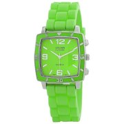 Golden Classic Women's 2213-Green "Social Jelly" Trendy Square Rubber Strap Watch