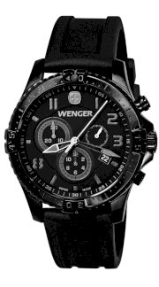 Wenger Men's 77054 Squadron Chrono All-Black Rubber Strap Watch
