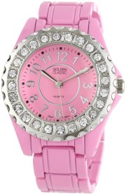 Golden Classic Women's 2284-lightpink "Time's Up" Light Pink Dial Rhinestone Encrusted Bezel Watch