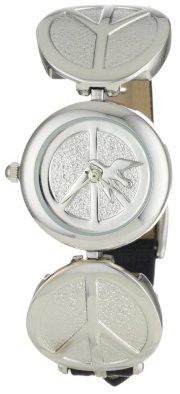 Golden Classic Women's 7202 black "Woodstock" Peace Sign and Dove Dial Watch