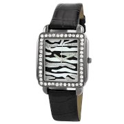 Golden Classic Women's 2217 black "Safari Dame" Rectangle Rhinestone Leather Watch