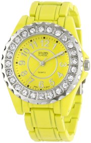 Golden Classic Women's 2284-yellow "Time's Up" Yellow Dial Rhinestone Encrusted Bezel Watch