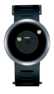 Alessi Unisex AL3002 Look No Hands Black Polyurethane Strap Watch