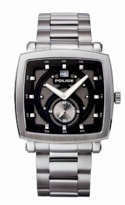 Police Men's PL-11599JS/02M Phalanx Rectangular Charcoal Dial Steel Watch