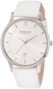 Johan Eric Men's JE2001-04-001 Hobro Silver Dial White Leather Watch