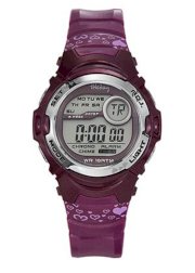 Tekday Women's 655624 Digital Purple Heart Plastic Band Sport Quartz Watch