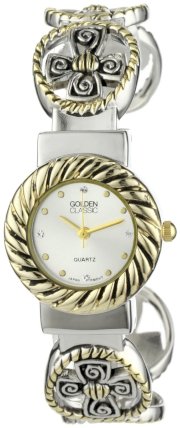 Golden Classic Women's 2233-twotone Faithfully Yours Cross Heart and Circle Bangle Watch