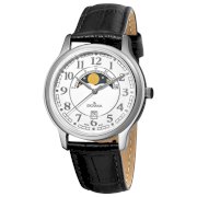 Grovana Men's 1026.1533 Moonphase White Moonphase Dial Black Strap Watch