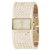 Golden Classic Women's 2118 Gold "Crystal Diva" Gold-Tone Ornately Bejeweled Watch