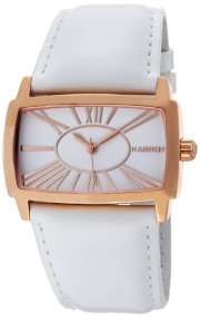 K&Bros  Women's 9147-4 Steel Roman Shiny Leather Strap Rose Gold-tone Watch