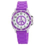 Golden Classic Women's 8129-Purple "Groovy Jelly" Peace-Sign Colorful Rubber Watch