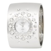 Golden Classic Women's 2117 Silv "Decadence" Silver-Tone Patterned Rhinestone Bangle Watch