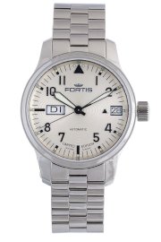 Fortis Men's 700.20.92 M F-43 Flieger Beige Dial Automatic Date Stainless-Steel Watch