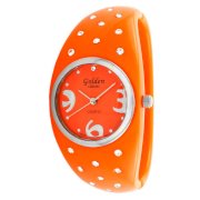Golden Classic Women's 5144 orange Jelly Jean Rhinestone Plastic Bangle Watch