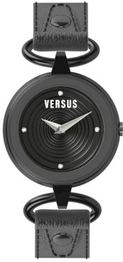  Versus Women's 3C67600000 Versus V Black IP Black Dial with Crystals Genuine Leather Watch