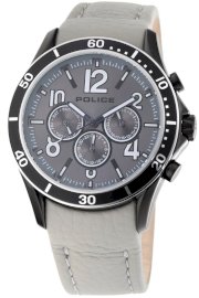 Police Men's PL-12738JSBS/13 Theory Grey Dial Khaki Leather Band Watch