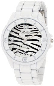 Golden Classic Women's 2187-White-Zebra "Seafaring Daydream" Zebra Pattern Dial Tachymeter Bezel Metal Watch