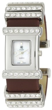 Golden Classic Women's 5102 brown "Posh Palette" Leather Bangle Band Rhinestone Accented Watch