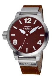 Haemmer Men's DH-03 Roma Stainless Steel Brown Luminous Leather Date Watch