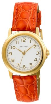 Pedre Women's 0231GX Gold-Tone with Orange Leather Strap Watch