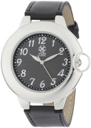 Golden Classic Women's 7206 black "Colorfully Yours" Classic Oversized Silver Bezel Leather Watch