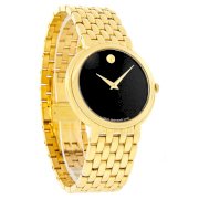 Movado Certa Mens đen vàng Bracelet dress 0605647