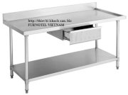SS304 Work Bench With Drawer & Splash Back-With Under Shelf (Round) TS054