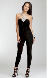 Bebe - Sleeveless Ruched Jumpsuit màu đen WBEM09300000S