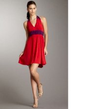 Đầm cột nơ cổ Halter Dress Red 4 WMAX053000004