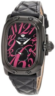 Glam Rock Women's GR72304 Monogram Black Dial Black Quilted Patent Leather Watch 