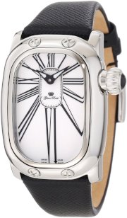 Glam Rock Women's GR72005-BLK Monogram White Dial Black Leather Watch