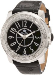 Glam Rock Women's GR50022D Aqua Rock Diamond Accented Black Dial Black Patent Leather Watch