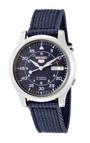 Seiko Men's SNK807K2 Automatic Blue Dial Blue Cloth Weave Strap Watch