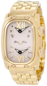 Glam Rock Women's GR72410 Monogram Diamond Accented Dual Time Gold Ion-Plated Stainless Steel Watch